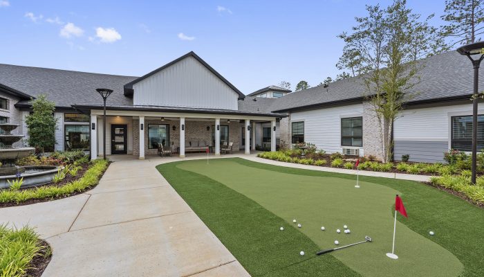 golf putting green in the courtyard
